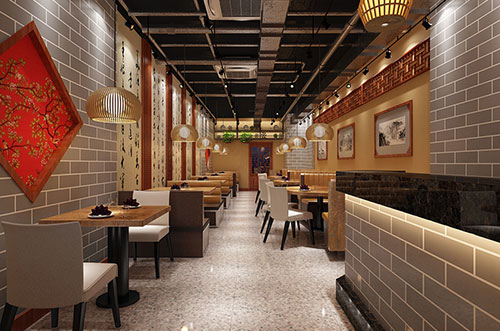 银川传统中式餐厅餐馆装修设计效果图
