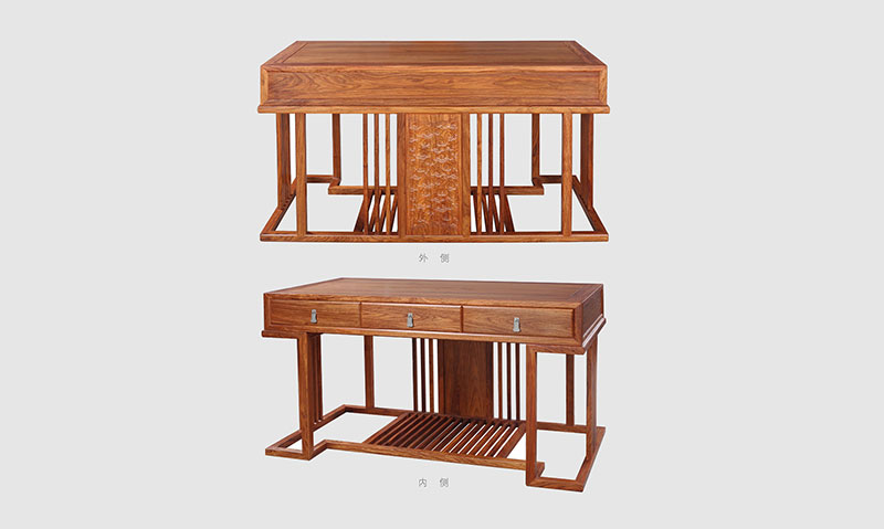 银川 别墅中式家居书房装修实木书桌效果图