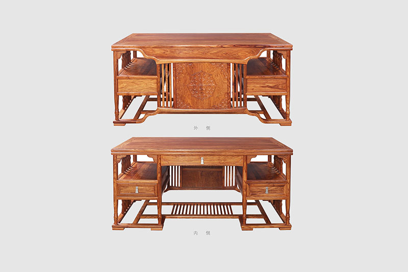 银川中式家居装饰书房桌椅组合家具效果图